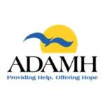 ADAMH logo with a yellow sun, blue swoosh birds, and the slogan Providing Help, Offering Hope.