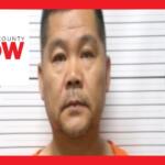 Mugshot-style photo of a man in an orange jumpsuit standing against a height chart; Marion County NOW logo overlays the left side.