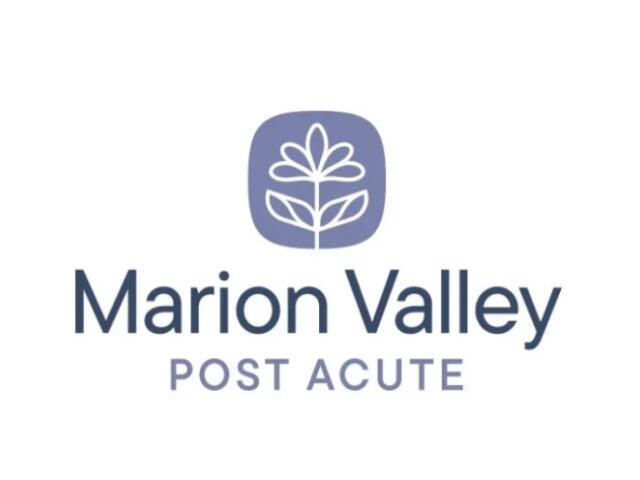 Marion Valley Post Acute logo: purple rounded square with a white plant icon, plus the text 'Marion Valley' and 'POST ACUTE' underneath.