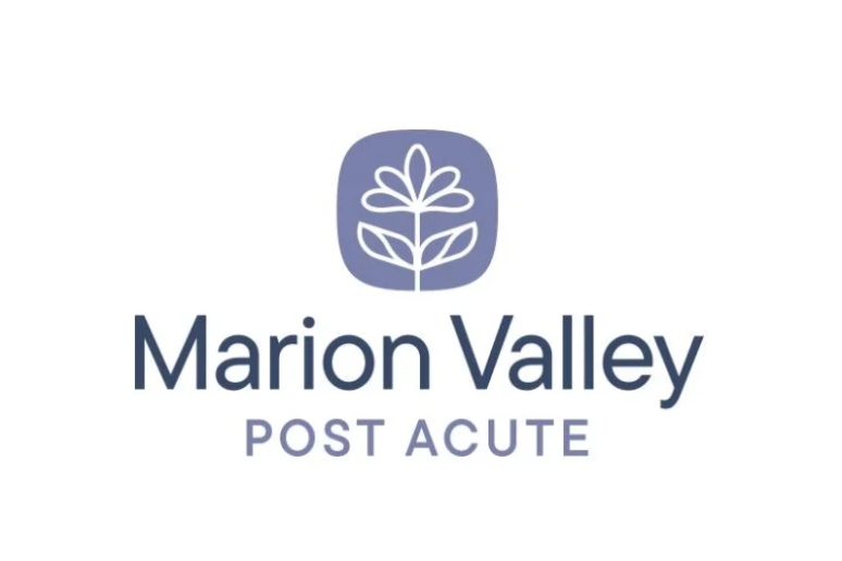 Marion Valley Post Acute logo: purple rounded square with a white plant icon, plus the text 'Marion Valley' and 'POST ACUTE' underneath.